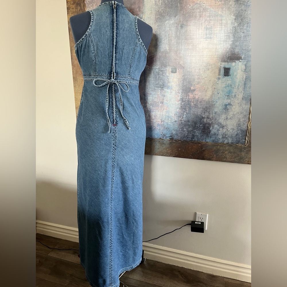 HP🌹🌹🌹Y2K Authentic Esprit Denim Racerback Dress Coachella Ready - Picture 2 of 5